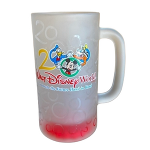 Walt Disney 2000 Vintage Celebrate The Future Hand In Hand Frosted 6" Tall Glass